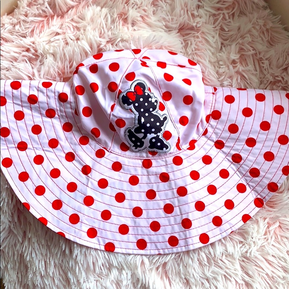 Disney Parks Hat Minnie Mouse sun hat floppy polka dot Signed - Picture 1 of 10
